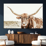 98924580-SEG-FC-51X34_Oversize_Oversize-Texas Longhorn Bull Wall Art Canvas Print, Framed Rustic Farmhouse Decor Art Picture Print, Western Animal Theme Perfect Rustic