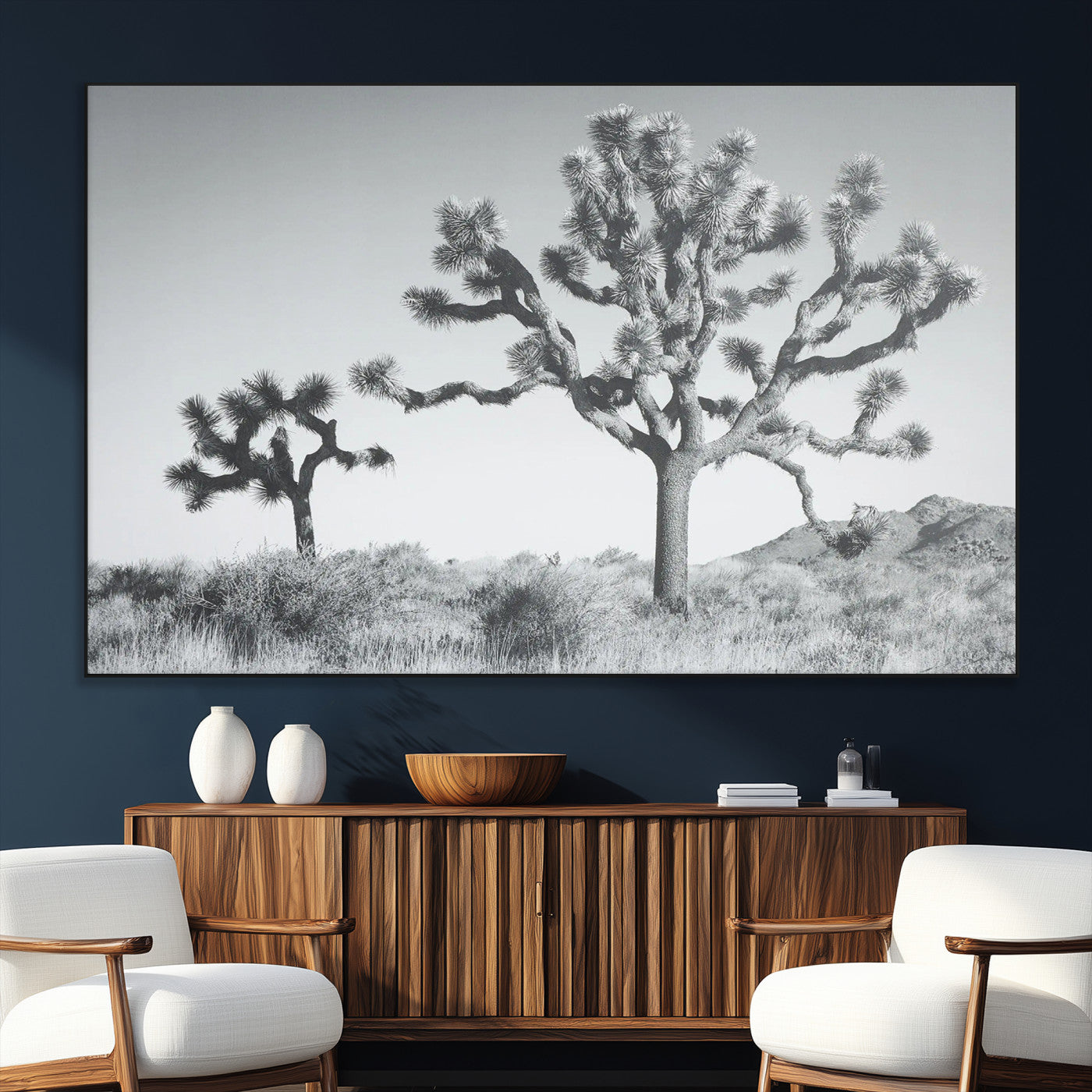 58647785-MGV-CV-36X24-Calm Earthy Aesthetic Wall Art Canvas Print, Framed Arid Terrain Decor Art Picture Print, Joshua Tree Perfect Rustic Minimalist