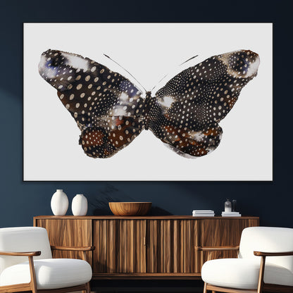 99831147-SEG-FC-51X34_Oversize_Oversize-Spotted Butterfly Wall Art Canvas Print, Framed Neutral Insect Theme Art Picture Print, Earthy Wing Pattern Perfect Modern Rustic