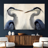 18230556-SEG-FC-51X34_Oversize_Oversize-Blue Heron Pair Wall Art Canvas Print, Framed Coastal Bird Theme Art Picture Print, Tranquil Wildlife Scene Perfect Coastal