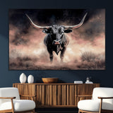 71457818-SEG-FC-51X34_Oversize_Oversize-Longhorn Wall Art Wall Art Canvas Print, Framed Western Bull Canvas Art Picture Print, Rustic Cow Decor Perfect Western Dramatic