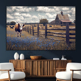 22296025-SEG-FC-51X34_Oversize_Oversize-Texas Longhorn Canvas Wall Art Canvas Print, Framed Rustic Barn Wall Art Art Picture Print, Farmhouse Cow Decor Perfect Rustic