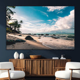 95301406-SEG-FC-51X34_Oversize_Oversize-Tropical Beach Wall Art Canvas Print, Framed Ocean Waves Art Picture Print, Relazxing Seascape Perfect Tropical Coastal Decor