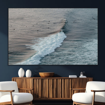23077324-SEG-FC-51X34_Oversize_Oversize-Ocean Waves Wall Art Canvas Print, Framed Coastal Serenity Art Picture Print, Surf Aesthetic Perfect Modern Coastal Decor Artwork
