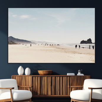28307820-SEG-FC-51X34_Oversize_Oversize-Minimalist Beach Wall Art Canvas Print, Framed Coastal Serenity Art Picture Print, Soft Sand Perfect Modern Coastal Decor Artwork