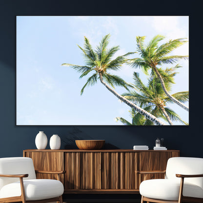 54719115-SEG-FC-51X34_Oversize_Oversize-Palm Trees Wall Art Canvas Print, Framed Tropical Aesthetic Art Picture Print, Coastal Serenity Perfect Tropical Minimalist Decor
