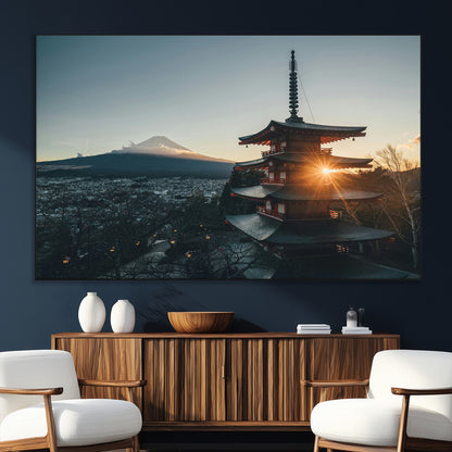87729656-SEG-FC-51X34_Oversize_Oversize-Mount Fuji Wall Art Canvas Print, Framed Japan Travel Art Picture Print, Chureito Pagoda Perfect Zen Minimalism Decor Artwork