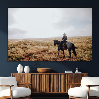 57597730-SEG-FC-51X34_Oversize_Oversize-Cowboy Wall Art Wall Art Canvas Print, Framed Western Canvas Art Picture Print, Rustic Ranch Scene Perfect Rustic Western Decor