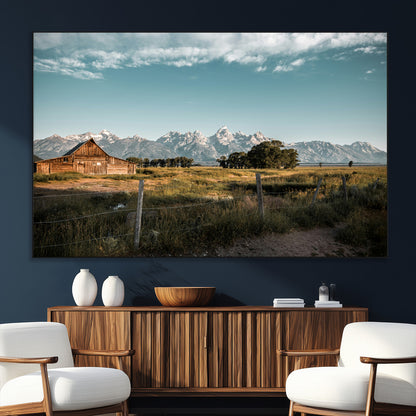 92497443-SEG-FC-51X34_Oversize_Oversize-Rustic Farmhouse Wall Art Canvas Print, Framed Mountain Cabin Art Picture Print, Western Landscape Perfect Rustic Farmhouse Decor