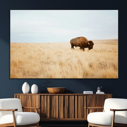 61392510-SEG-FC-51X34_Oversize_Oversize-Buffalo Wall Art Wall Art Canvas Print, Framed Western Wildlife Decor Art Picture Print, Rustic Farmhouse Art Perfect Rustic