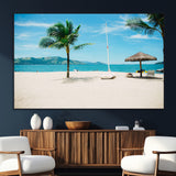 42623350-MGV-CV-36X24-Tropical Beach Wall Art Canvas Print, Framed Palm Tree Art Picture Print, Ocean View Perfect Tropical Coastal Decor Artwork