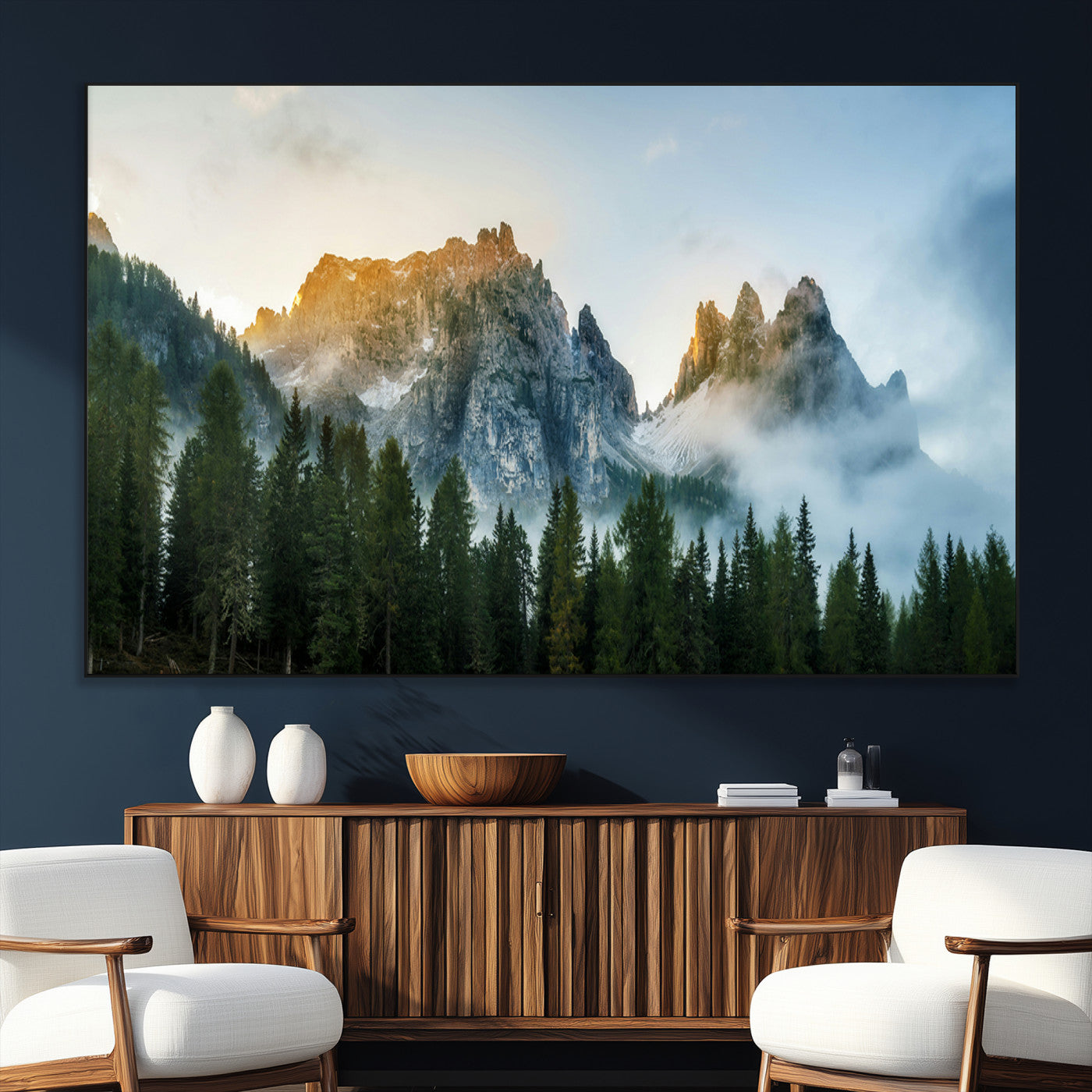 21145440-SEG-FC-51X34_Oversize_Oversize-Wilderness Wall Art Wall Art Canvas Print, Framed Nature Landscape Decor Art Picture Print, Misty Forest Photography Perfect
