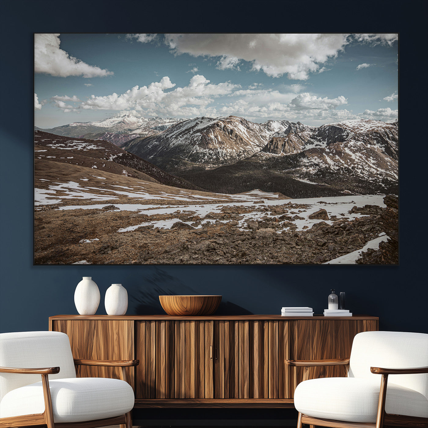 44565953-SEG-FC-51X34_Oversize_Oversize-Mountain Landscape Wall Art Canvas Print, Framed Snowy Peaks Art Picture Print, Rugged Highlands Perfect Rustic Adventure Decor