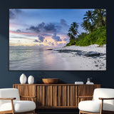 75045485-SEG-FC-51X34_Oversize_Oversize-Tropical Beach Wall Art Canvas Print, Framed Sunset Glow Art Picture Print, Palm Tree Coast Perfect Tropical Coastal Decor Artwork