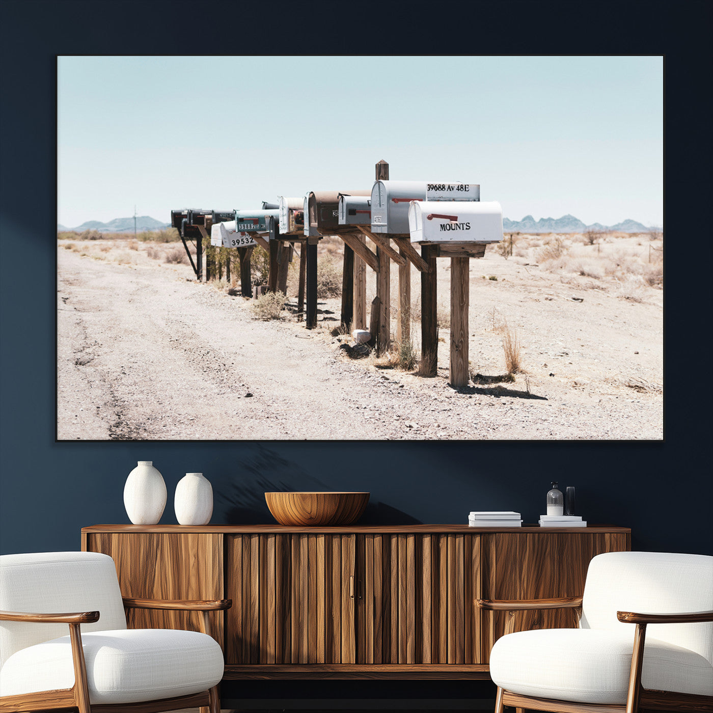 54616109-SEG-FC-51X34_Oversize_Oversize-Desert Mailboxes Wall Art – Rustic Rural Roadside Photography Canvas Print, American Southwest Landscape Home Decor for Living