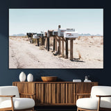 54616109-SEG-FC-51X34_Oversize_Oversize-Desert Mailboxes Wall Art – Rustic Rural Roadside Photography Canvas Print, American Southwest Landscape Home Decor for Living