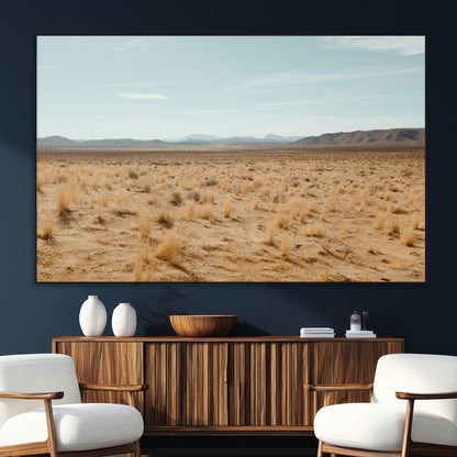 55918919-SEG-FC-51X34_Oversize_Oversize-Desert Landscape Wall Art – Golden Grass Plains and Mountain Horizon Canvas Print, Southwest Nature Photography Decor for Living