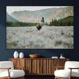 41674074-SEG-FC-51X34_Oversize_Oversize-Bison Wall Art – American Buffalo Wildlife Photography Canvas Print, Western Mountain Landscape Artwork Rustic Nature Decor for