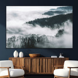 67569654-SEG-FC-51X34_Oversize_Oversize-Foggy Forest Wall Art – Mist Covered Hills and Trees Landscape Canvas Print, Moody Nature Photography Decor for Living Room,