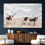 65621083-SEG-FC-51X34_Oversize_Oversize-Texas Longhorn Wall Art – Rustic Western Cattle Canvas Print, Southwestern Ranch Photography Decor for Living Room, Office,