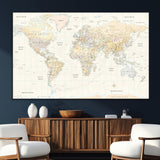 40660043-SEG-FC-51X34_Oversize_Oversize-World Map Wall Art – Large Detailed Atlas Style Map Print with Countries, Cities, and Oceans, Neutral Beige and Tan Educational