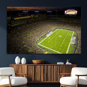 23655234-SEG-FC-51X34_Oversize_Oversize-Lambeau Field Stadium Wall Art – American Football Night Game Canvas Print with Packed Crowd and Lights – Sports Decor for Man