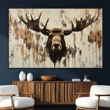 34496536-SEG-FC-51X34_Oversize_Oversize-Rustic Moose Wall Art – Modern Abstract Animal Canvas Print – Majestic Moose Head Painting with Neutral Earth Tones for Cabin,