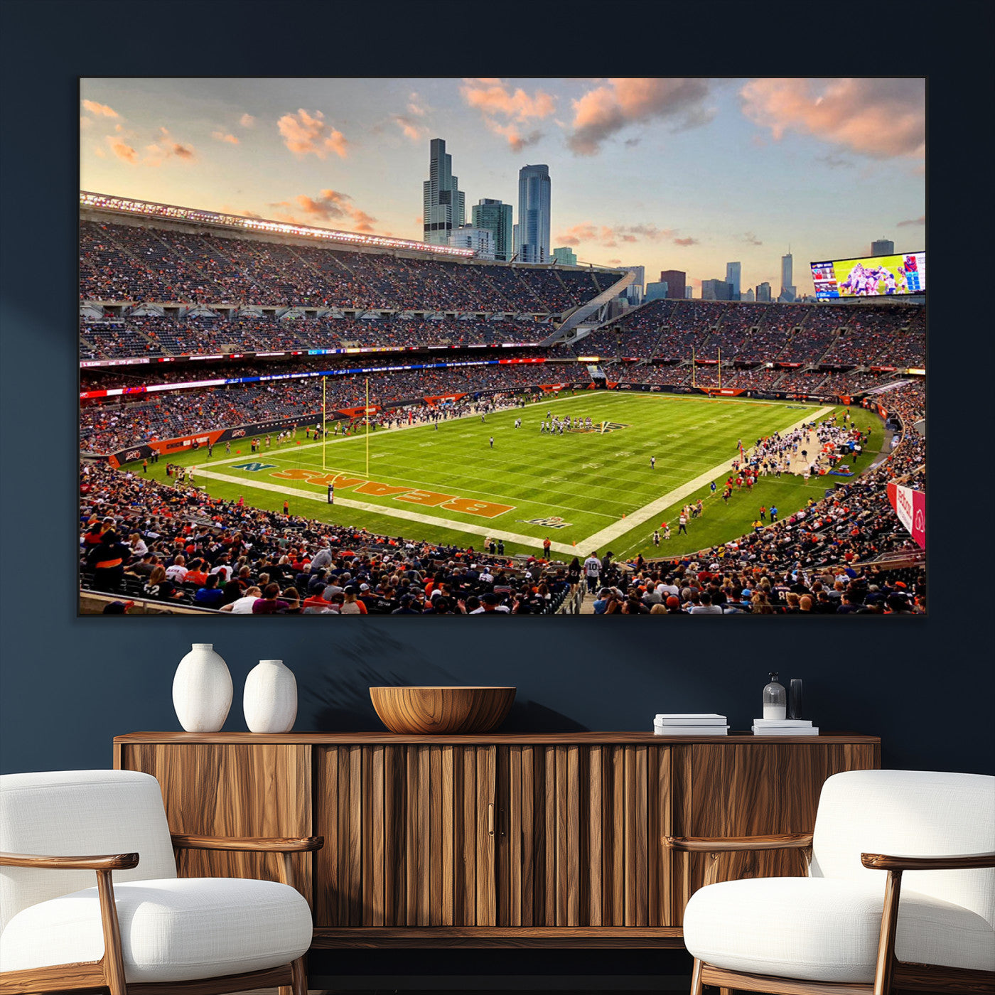 55377093-SEG-FC-51X34_Oversize_Oversize-Soldier Field Wall Art – Panoramic Chicago Bears Football Stadium Canvas Print, Game Day Sports Decor for Man Cave, Bar, Office,