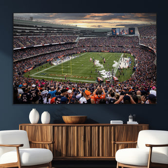 87578930-SEG-FC-51X34_Oversize_Oversize-Soldier Field Wall Art – Chicago Bears Football Stadium Sunset Canvas Print, Game Day Sports Decor for Man Cave, Bar, Office, or