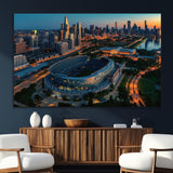 36690345-SEG-FC-51X34_Oversize_Oversize-Soldier Field Wall Art – Chicago Bears Stadium Aerial Night Canvas Print, City Skyline Football Decor for Living Room, Office, or
