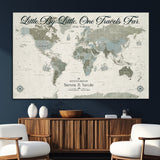 10693204-SEG-FC-51X34_Oversize_Oversize-Little By Little One Travels Far Tolkien Quote Blue Green World Map Adventure Wall Art Canvas Print Rustic Wanderlust Travel Decor