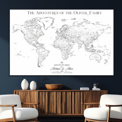 21029247-SEG-FC-51X34_Oversize_Oversize-Minimalist World Map Wall Art – Black and White Travel Adventure Print, Modern Family Travel Map Decor for Living Room, Bedroom,