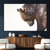 14405507-MGV-CV-36X24-Grizzly Bear Canvas Wall Art – Framed Wildlife Nature Decor, Large Brown Bear Profile Canvas Print for Living Room, Office, or
