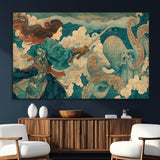 37943964-SEG-FC-51X34_Oversize_Oversize-Samurai Warrior vs Octopus Wall Art – Japanese Ukiyo-e Style Canvas Print, Ocean Battle Scene Artwork for Living Room, Office, Man