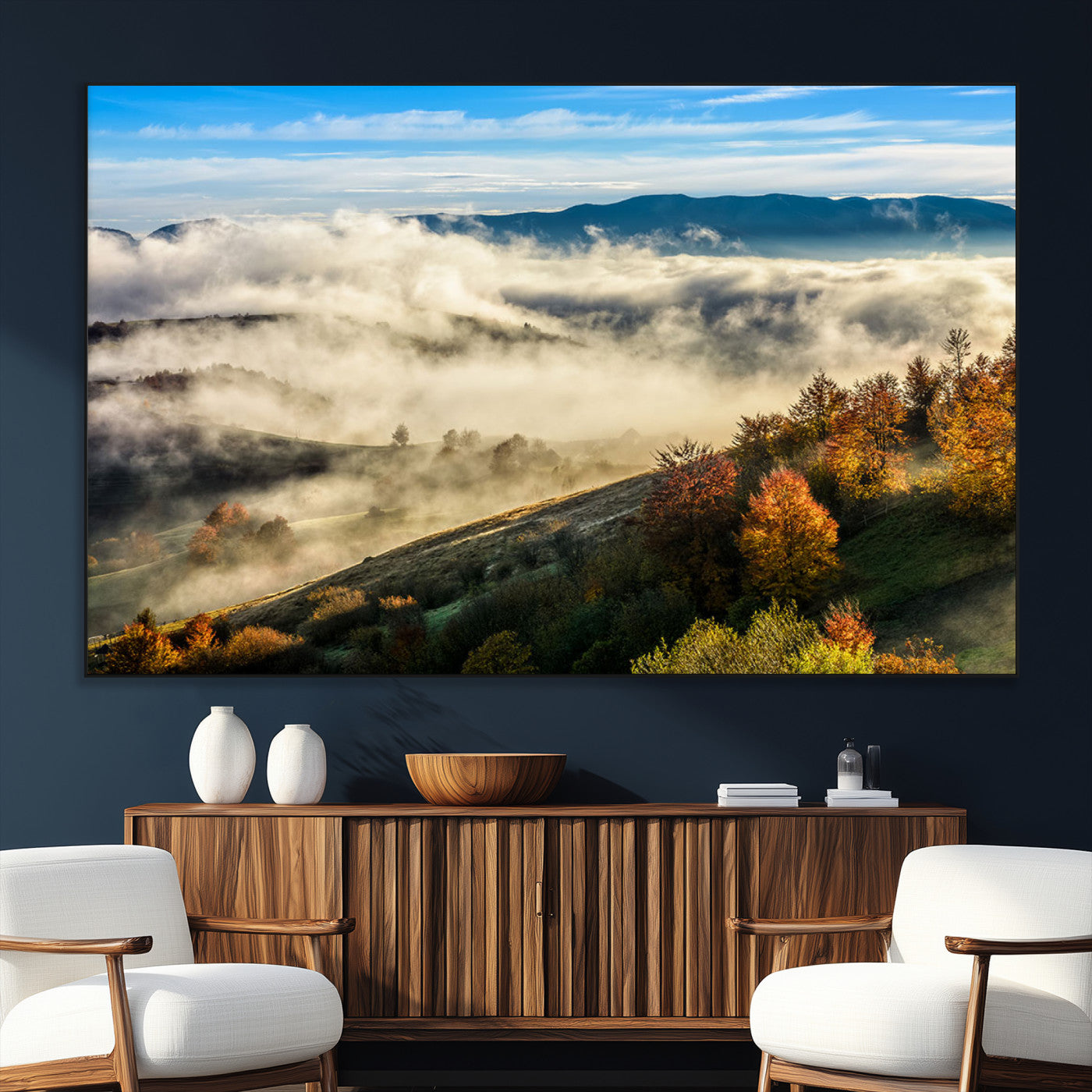 21551192-SEG-FC-51X34_Oversize_Oversize-Landscape Wall Art – Autumn Mountain View Canvas Print, Scenic Nature Photography Decor for Bedroom, Living Room, Office, Cabin or