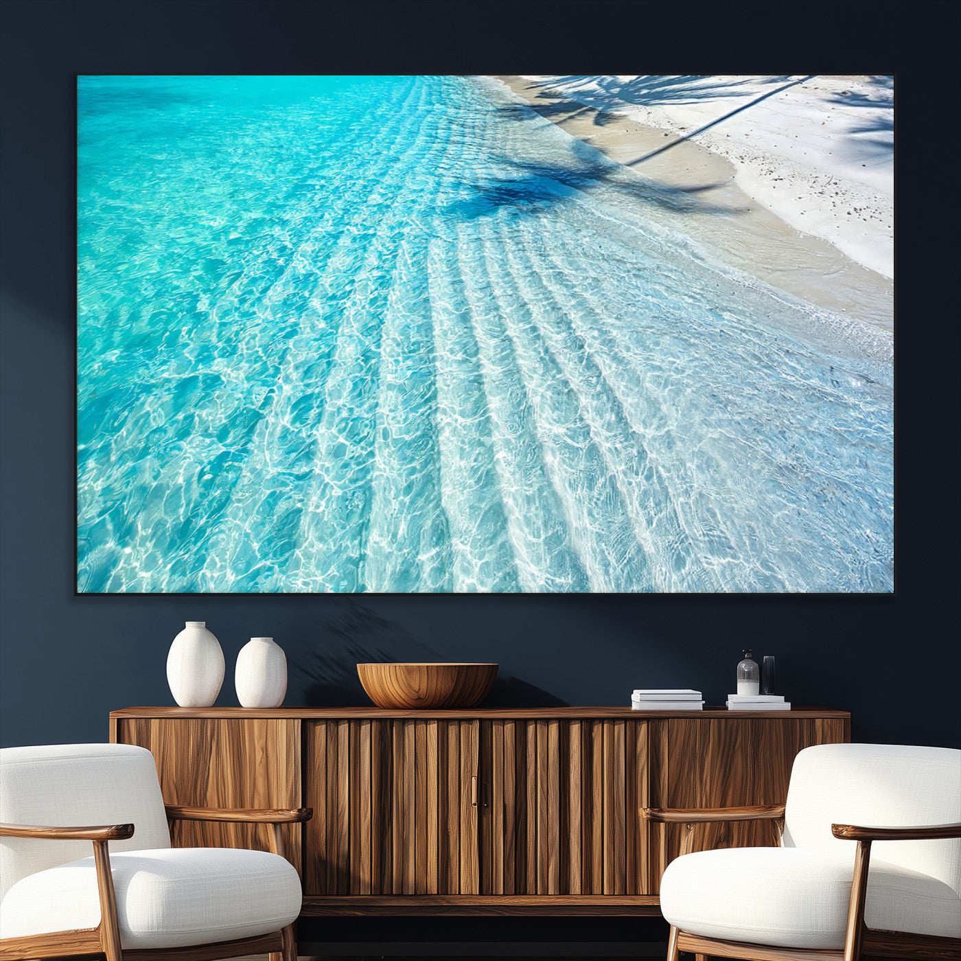 68127042-SEG-FC-51X34_Oversize_Oversize-Beach Wall Art – Tropical Ocean Canvas Print, Clear Water and White Sand Photography Decor for Bedroom, Living Room, Office,