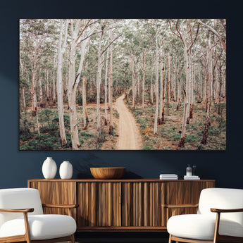 24760563-SEG-FC-51X34_Oversize_Oversize-Forest Wall Art – Tranquil Woodland Path Canvas Print, Scenic Nature Photography Decor for Bedroom, Living Room, Office, Cabin or