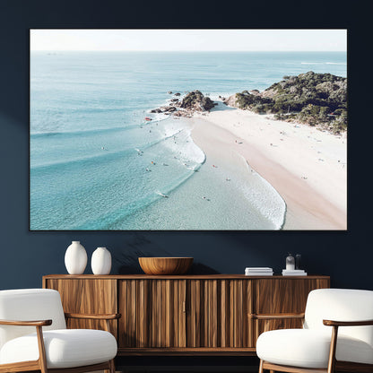 79395467-SEG-FC-51X34_Oversize_Oversize-Coastal Wall Art – Aerial Beach Canvas Print, Ocean Waves and Sandy Shore Photography Decor for Bedroom, Living Room, Office,