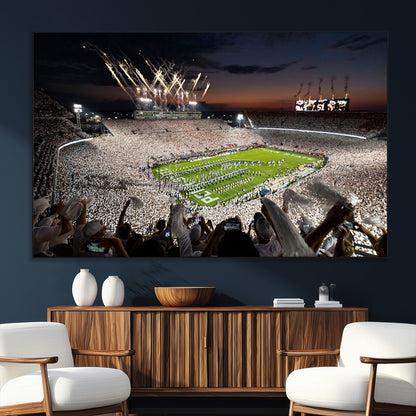 11221988-SEG-FC-51X34_Oversize_Oversize-Football Stadium Wall Art – Game Day Crowd with Fireworks, Sports Fan Photography Print, Stadium Decor for Man Cave, Bar, or