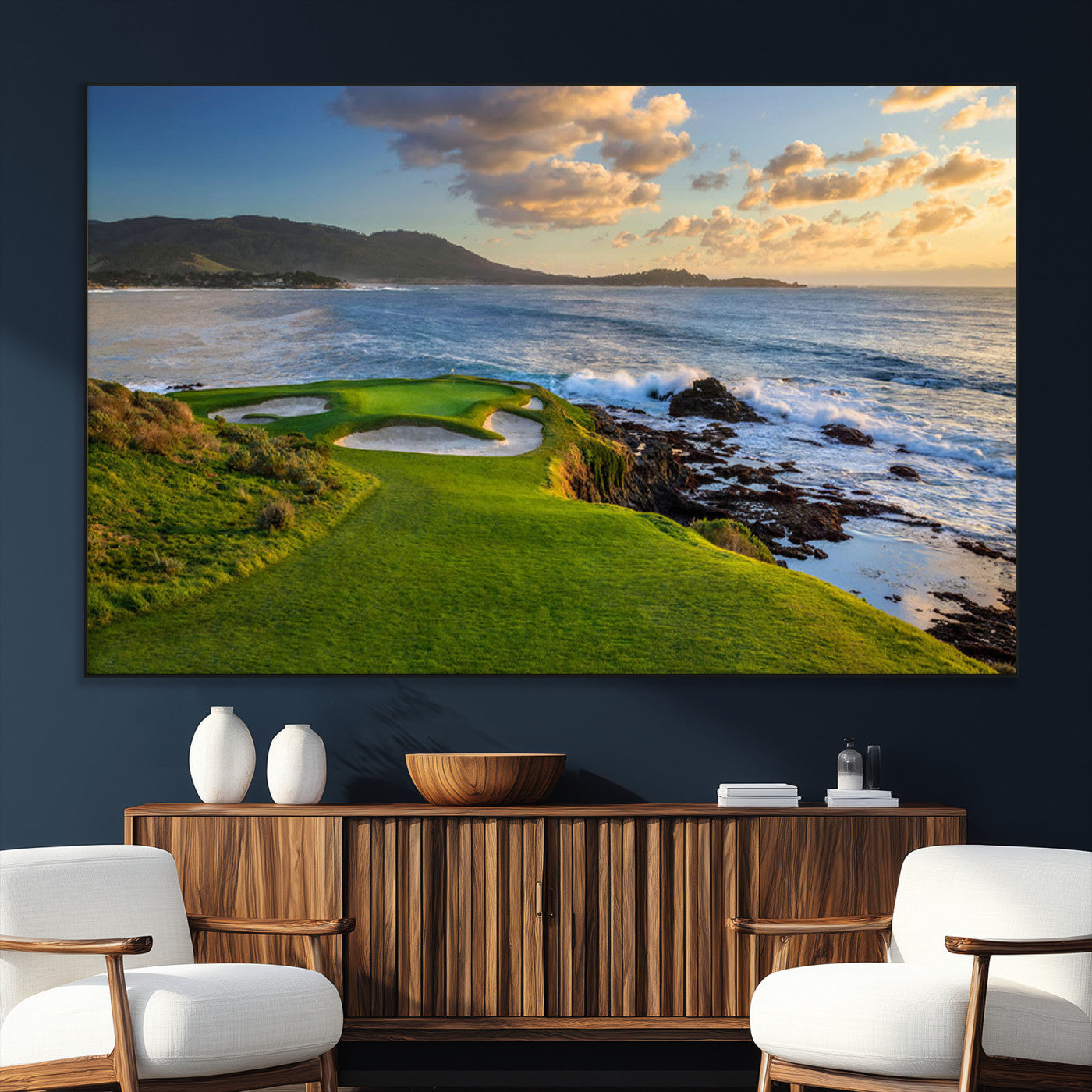 67486665-SEG-FC-51X34_Oversize_Oversize-Golf Course Wall Art – Pebble Beach Oceanfront Canvas Print, Coastal Fairway Photography Sports Decor for Living Room, Office, Man