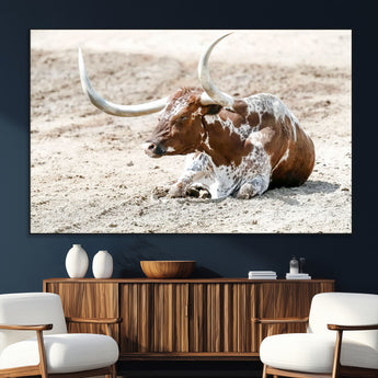 89096667-SEG-FC-51X34_Oversize_Oversize-Texas Longhorn Wall Art – Rustic Western Canvas Print, Cattle Photography Decor for Ranch House, Living Room, Office, Man Cave