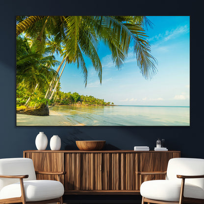 65056721-SEG-FC-51X34_Oversize_Oversize-Tropical Beach Wall Art – Palm Tree Coastal Photography Print, Relaxing Ocean Paradise Landscape, Island Seascape Home or Office