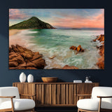 53831025-SEG-FC-51X34_Oversize_Oversize-Coastal Landscape Wall Art – Tropical Beach Ocean Canvas Print, Sunset Mountain View Photography Decor for Living Room, Bedroom,