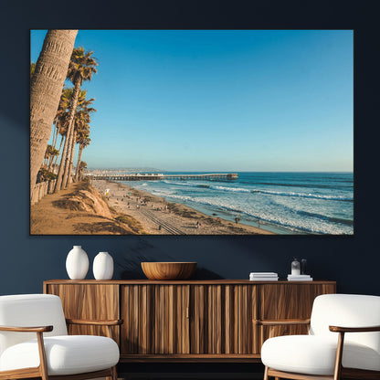 92568259-SEG-FC-51X34_Oversize_Oversize-California Beach Wall Art – Palm Tree Pier Canvas Print, Coastal Ocean Photography Seaside Decor for Living Room, Bedroom, Office,