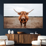 16316734-SEG-FC-51X34_Oversize_Oversize-Texas Longhorn Wall Art – Rustic Bull Portrait Canvas Print, Western Farmhouse Animal Photography Decor for Living Room, Office,