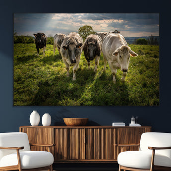 67277447-SEG-FC-51X34_Oversize_Oversize-Farmhouse Wall Art – Herd of Cows Canvas Print, Rustic Country Pasture Photography Decor for Bedroom, Living Room, Office, Ranch,