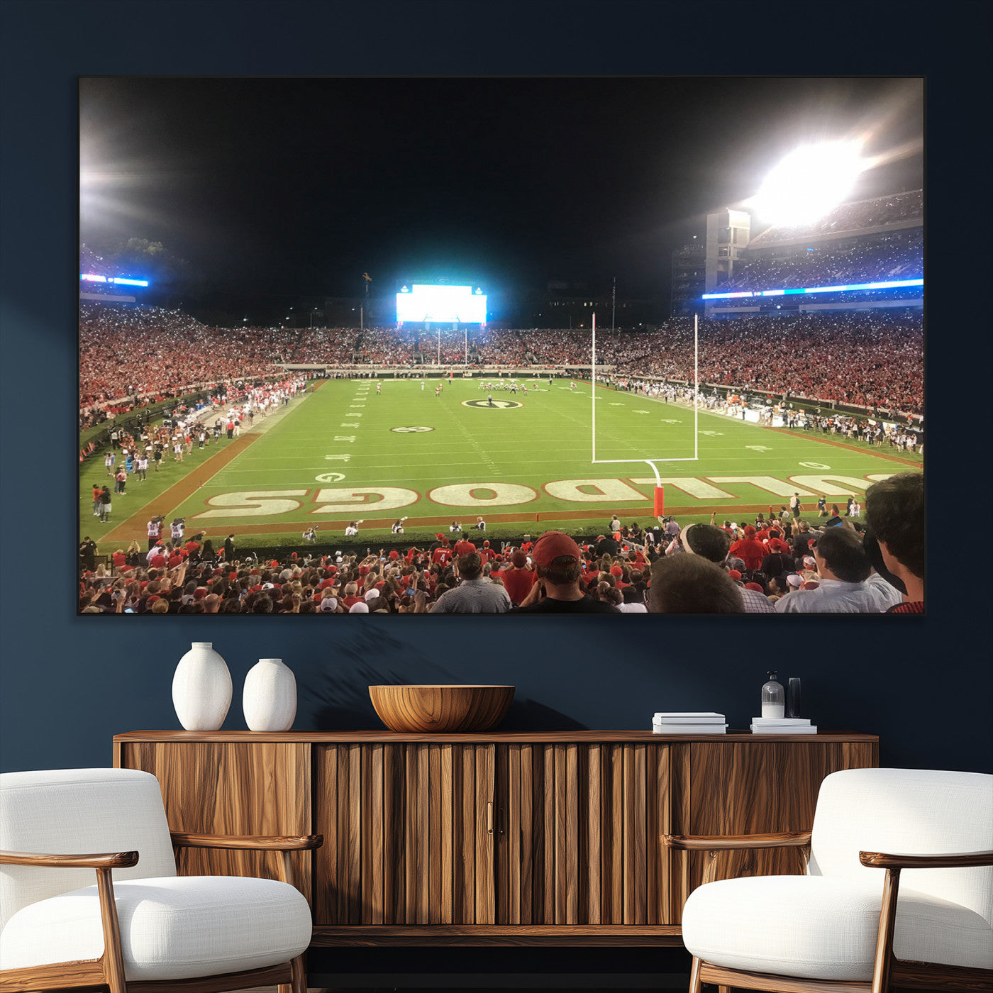 16230786-SEG-FC-51X34_Oversize_Oversize-Sanford Stadium Wall Art – Georgia Bulldogs Football Night Game Canvas Print, College Sports Decor for Man Cave, Bar, Office, or