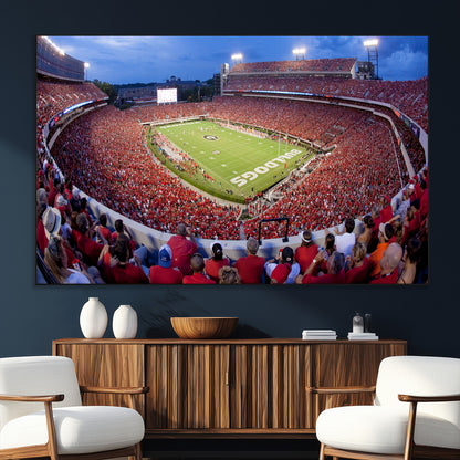 10244378-SEG-FC-51X34_Oversize_Oversize-Sanford Stadium Wall Art – Georgia Bulldogs Football Panoramic Evening Canvas Print, College Game Day Decor for Man Cave, Bar, or