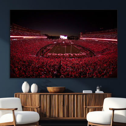 38331045-SEG-FC-51X34_Oversize_Oversize-Sanford Stadium Wall Art – Georgia Bulldogs Football Red Night Game Canvas Print, Electric College Sports Decor for Man Cave or