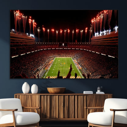 73358115-SEG-FC-51X34_Oversize_Oversize-Tennessee Volunteers Wall Art – Neyland Stadium Fireworks Night Game Canvas Print, Vols Football Checkerboard Endzone Sports Decor